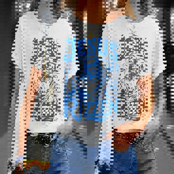 ジーザス・ハズ・リズン・ファニー・ジーザス・ミームリズ・ヤング・クリスチャン Tシャツ 彼女への贈り物