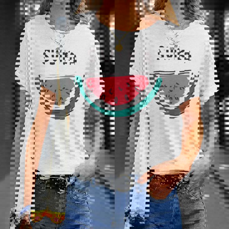 スイカuika 果物 すいか フルーツ スイカ好き かわいい おしゃれ シンプル Tシャツ 彼女への贈り物