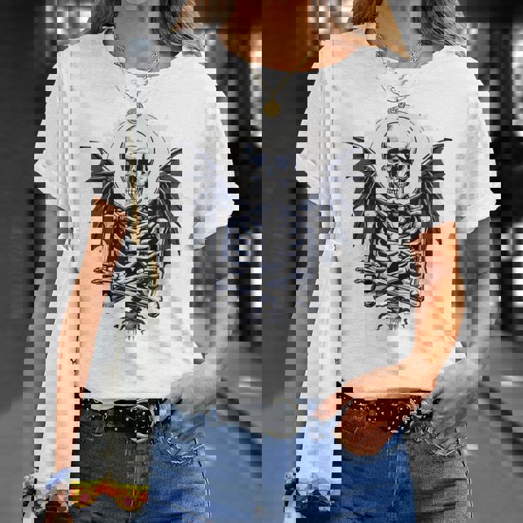スケルトン ハロウィン コスチューム 怖い 不気味な翼 死 Tシャツ 彼女への贈り物