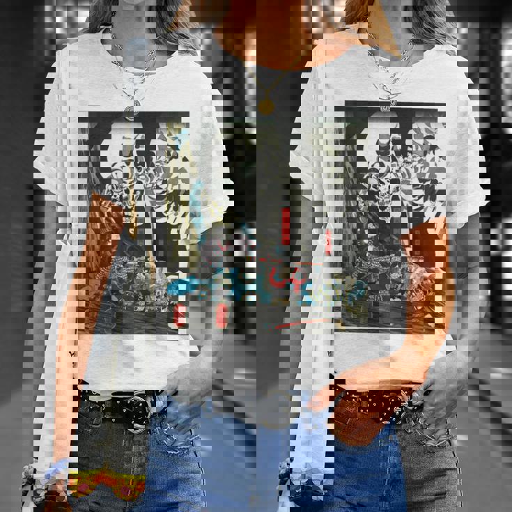 スケルトン 妖怪 歌川 国芳 日本美術 ハロウィン 相馬の古内裏 善知安方忠義伝 バックプリント Tシャツ 彼女への贈り物