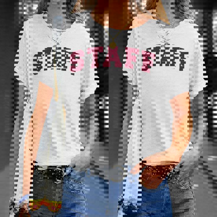 スタッフ スタッフ ギフト イベント 従業員代表チーム バックプリント レッド Tシャツ 彼女への贈り物