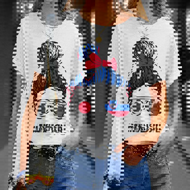 スロベニア 日本国旗 スロベニア 日本の散らかったお団子 Tシャツ 彼女への贈り物