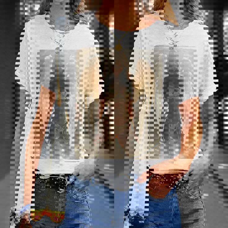 セクシーガールグラフィックtシャツ セクシーなブルネットエンジェルピンナップバックプリント Tシャツ 彼女への贈り物