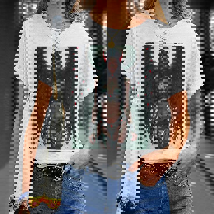 セクシーガールグラフィックtシャツ セクシーな悪魔の女の子のピンナップバックプリント Tシャツ 彼女への贈り物