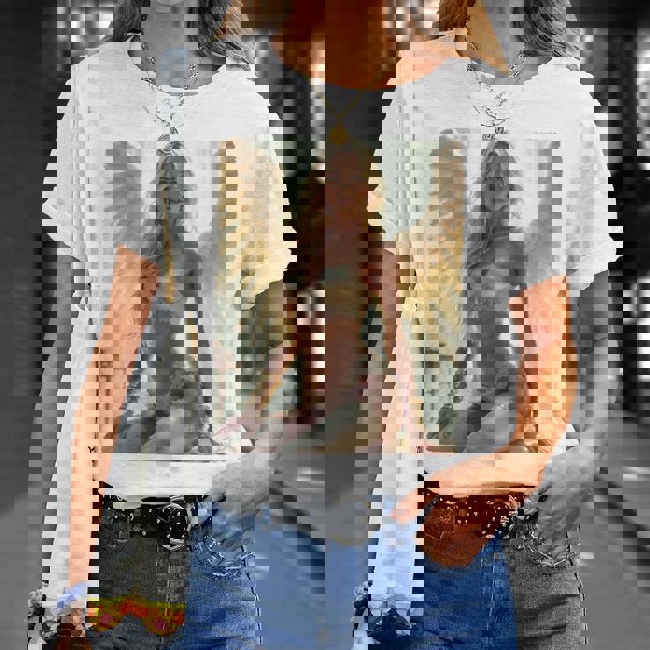 セクシーガールグラフィックtシャツ セクシーシッティングエンジェルピンナップバックプリント Tシャツ 彼女への贈り物