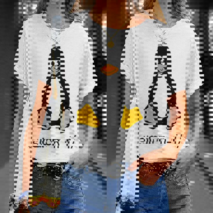 タックスlinuxペンギン-Sudorm-Rfコンピューターサイエンスコンピューター Tux Linux Tシャツ 彼女への贈り物