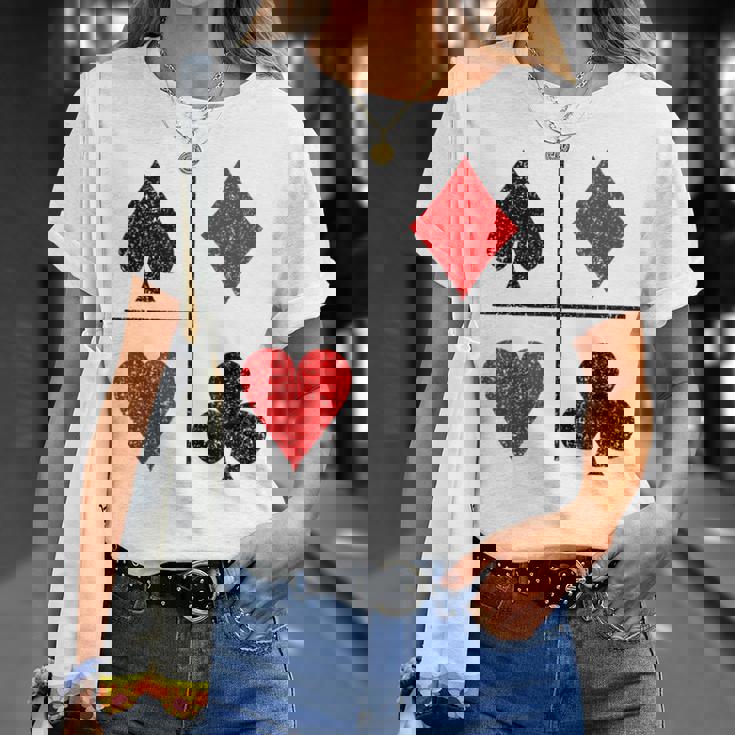 ダイヤモンド スペード ハーツ クラブ トランプスーツ ポーカー Tシャツ 彼女への贈り物