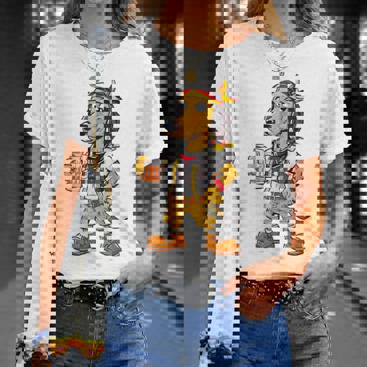 ダックスフント ドイツ服 オクトーバーフェスト レーダーホーゼン メンズ 乾杯 Tシャツ 彼女への贈り物