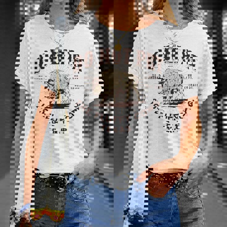 テキサス・ドント・ペット・ザ・フワッフィー・カウズ・ファニー・バイソン Tシャツ 彼女への贈り物