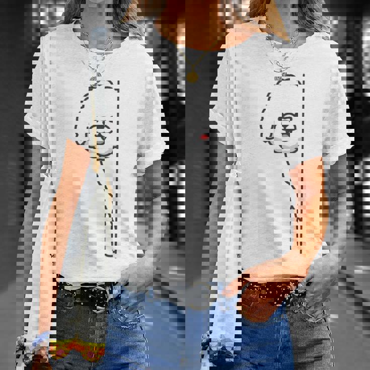 トイプードル 白 隠す 可愛い おもしろ シンプル イラスト 長袖tシャツ Tシャツ 彼女への贈り物