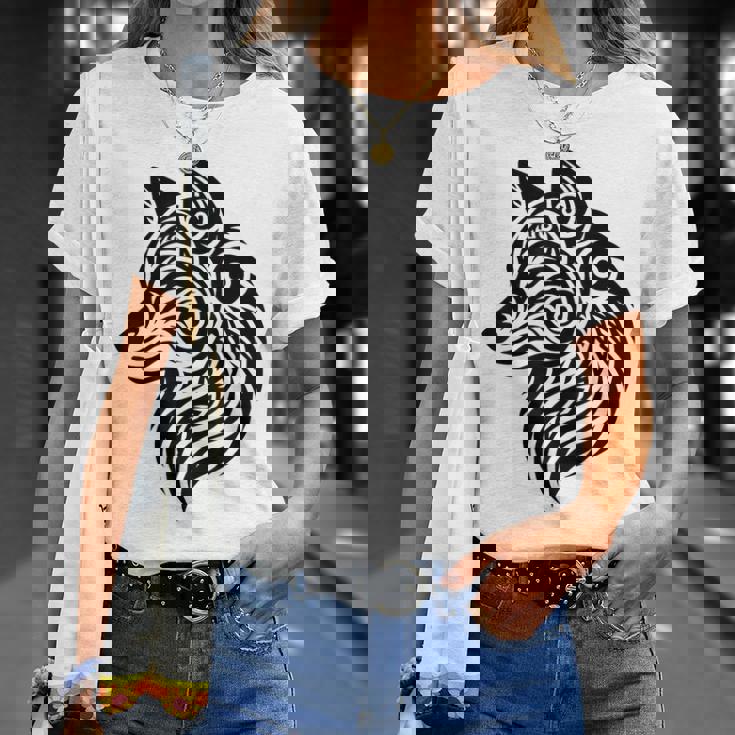 トライバルウルフ ポリネシア部族 マオリ柄 オオカミ Tシャツ 彼女への贈り物