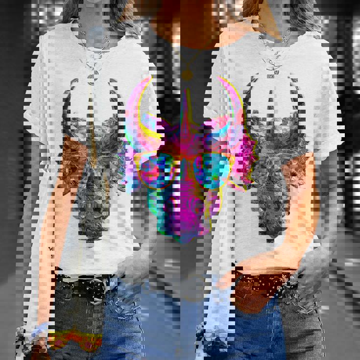 トリケラトプス 恐竜 グラフィック サングラス アートワーク トリケラトプス Tシャツ 彼女への贈り物
