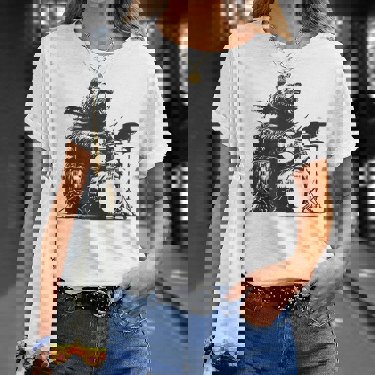 ドラマー ドラムキット クマの演奏 ドラムキット ミュージシャン Tシャツ 彼女への贈り物