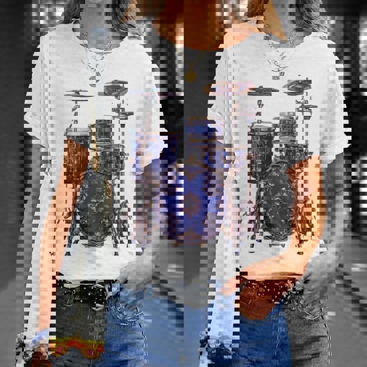 ドラム ドラマー ドラミング ドラム 長袖tシャツ Tシャツ 彼女への贈り物