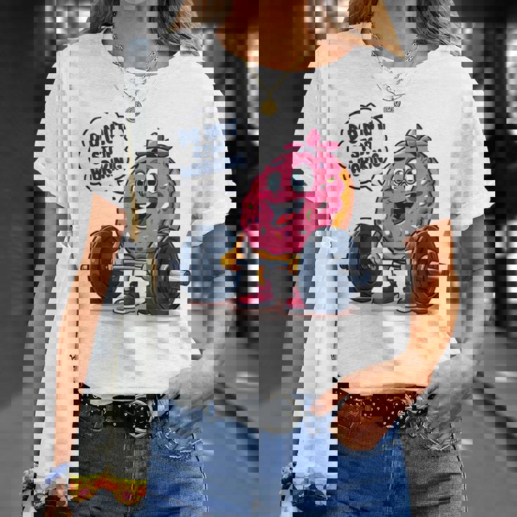 ドーナツストップワーキング ドーナツ ジム ワークアウト ウェイトリフティング 面白い Tシャツ 彼女への贈り物