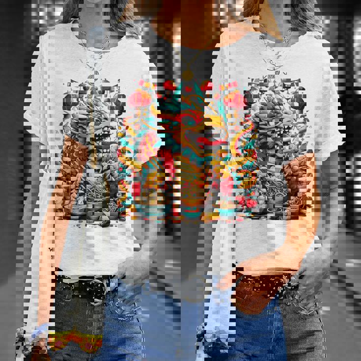 ニューイヤードラゴン ジョイフルドラゴン 旧正月のお祭り Tシャツ 彼女への贈り物