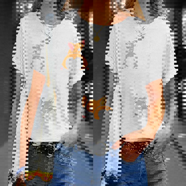 バックプリント ノッシン お尻 犬 かわいい コーギー Tシャツ 彼女への贈り物