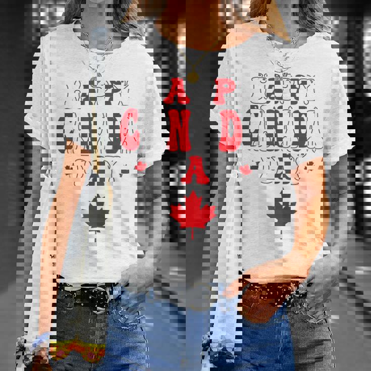 ハッピーカナダデー カナダメープル カナダの女性 メンズ キッズ Tシャツ 彼女への贈り物