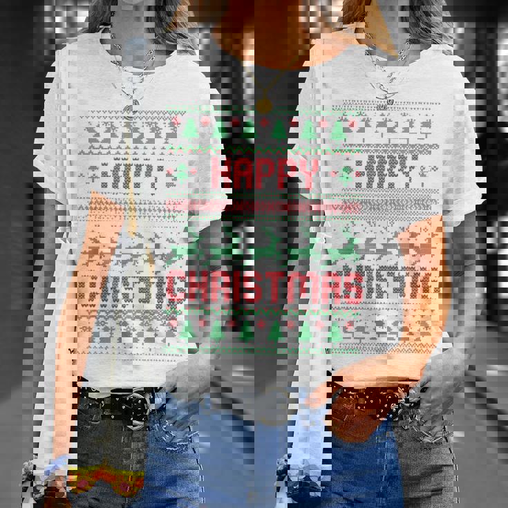 ハッピークリスマス、アグリークリスマス Tシャツ 彼女への贈り物