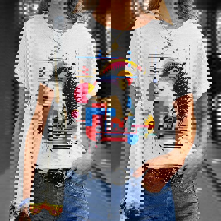 ハリネズミ アート 幾何学 動物 抽象 グラフィック ハリネズミ Tシャツ 彼女への贈り物