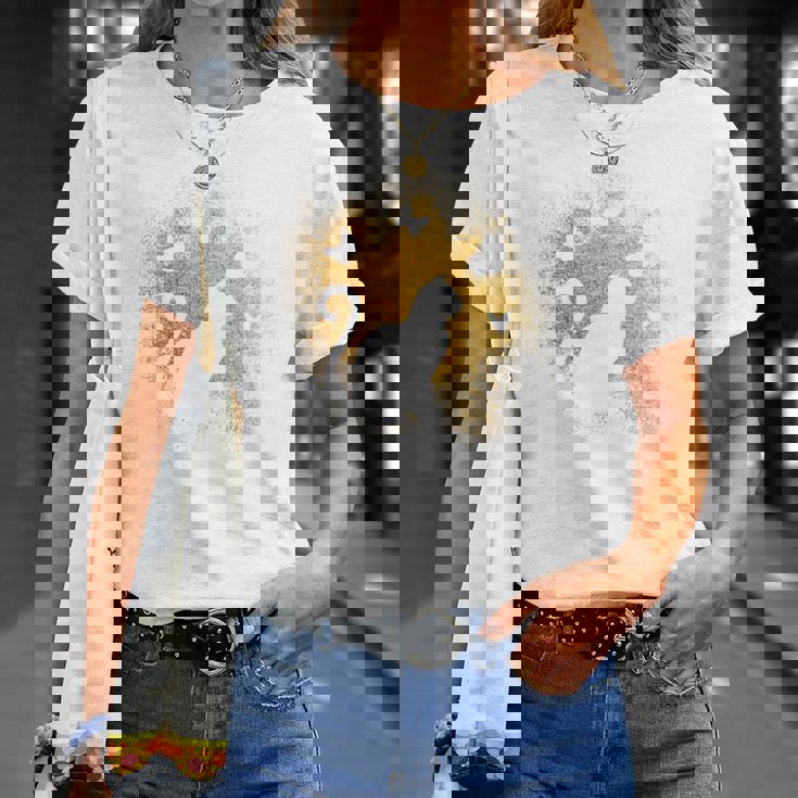 バックプリントの猫のシルエット Tシャツ 彼女への贈り物