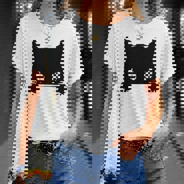 バッグの中に隠れているかわいい黒猫 猫好き 猫飼い 猫 ネコ ねこくろねこ好き 面白い サプライズ ギフト Tシャツ 彼女への贈り物