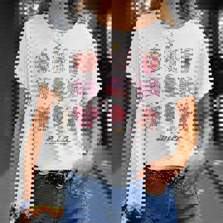 バレンタイン 教師 かわいい弓 アップル 地球儀 鉛筆 本 アート Tシャツ 彼女への贈り物