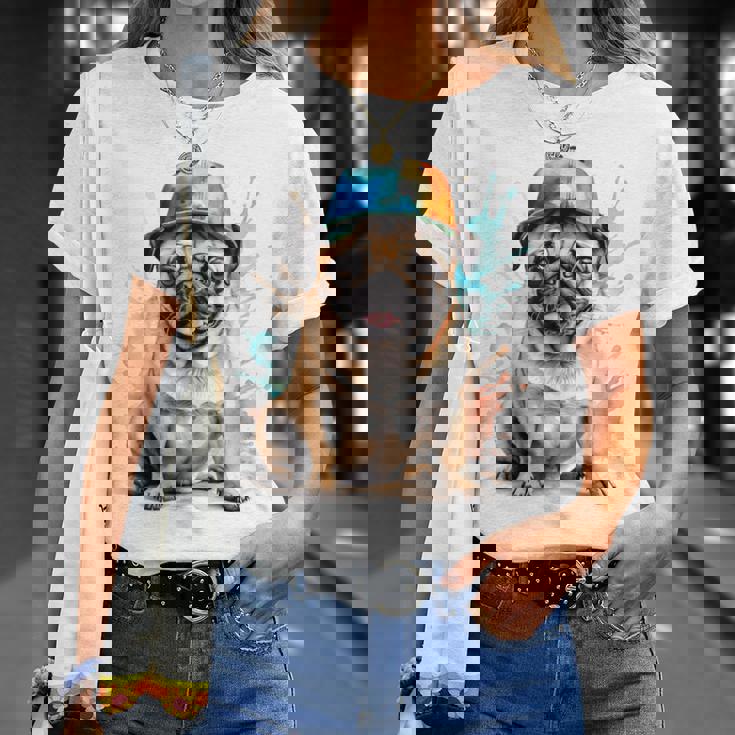 パグ、スナップバック キャップ、犬、カラフル、面白い、動物プリント Tシャツ 彼女への贈り物