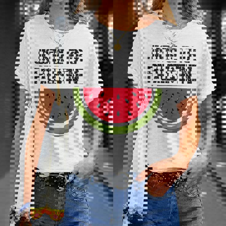 パレスチナの正義 スイカ 国旗 パレスチナ人 Tシャツ 彼女への贈り物