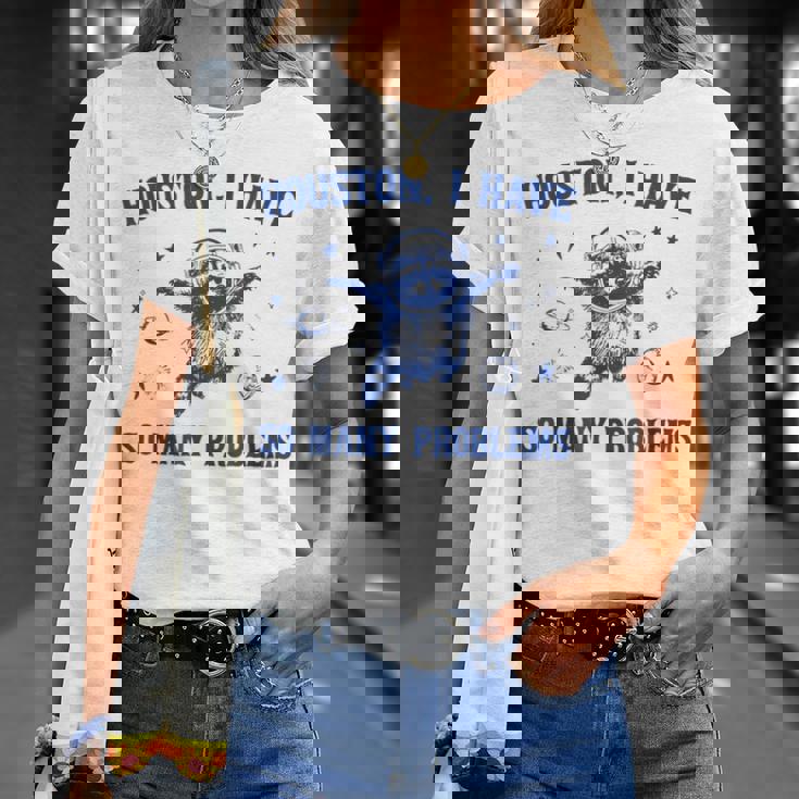 ヒューストン色んな問題を抱えてるおもしろいアライグマ Tシャツ 彼女への贈り物