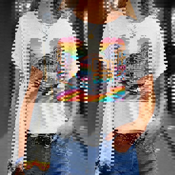 ビンテージ サンフランシスコ ケーブルカーf カストロ カリフォルニア Lgbtq 長袖tシャツ Tシャツ 彼女への贈り物
