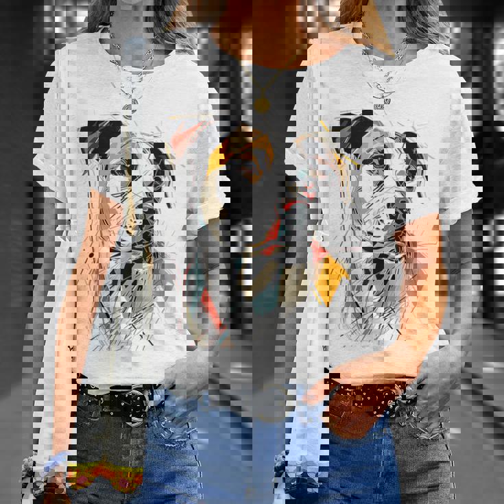 ピットブル 抽象 ペット お絵かき イラスト 動物 ピットブル Tシャツ 彼女への贈り物