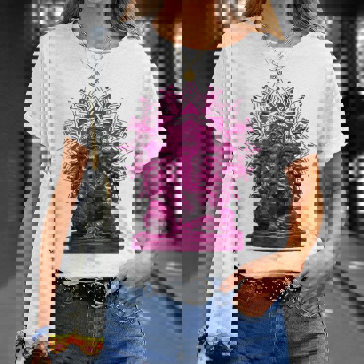 ピンク 象 ヒンドゥー教 ガネーシャ オーナメント Tシャツ 彼女への贈り物
