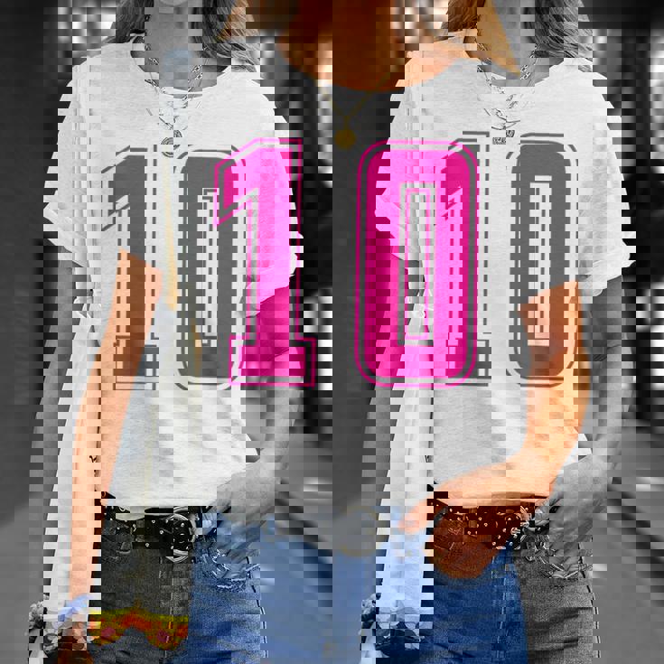 ピンク色背番号 10 チーム短大スポーツピンク色背番号付きユニフォーム Tシャツ 彼女への贈り物