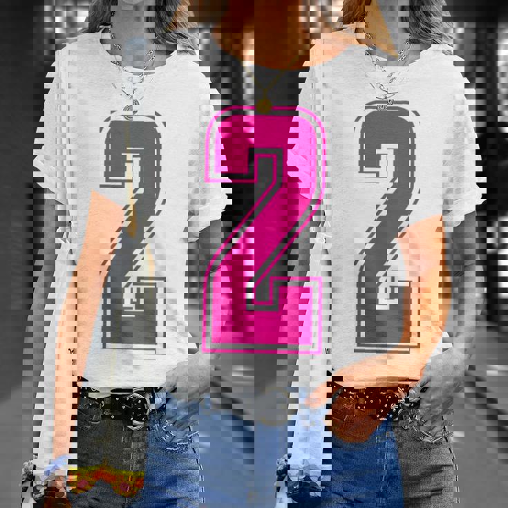 ピンク色背番号 2 チーム短大スポーツピンク色背番号付きユニフォーム Tシャツ 彼女への贈り物