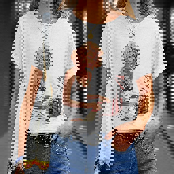 ピンナップガール ピアノ ピアニスト ヴィンテージ 長袖tシャツ Tシャツ 彼女への贈り物