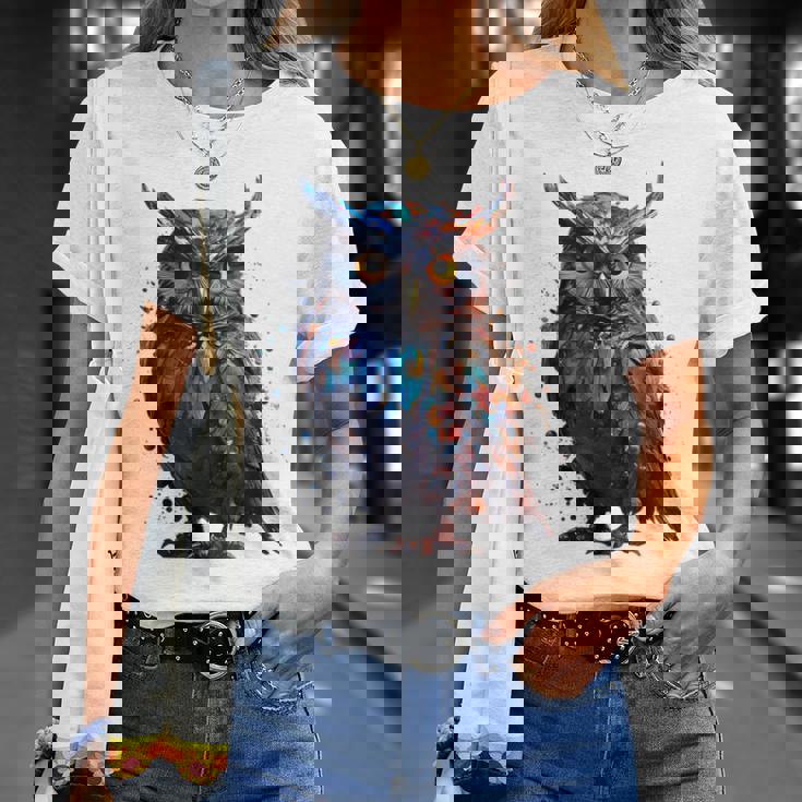 フクロウ アートワーク 動物 フクロウ Tシャツ 彼女への贈り物