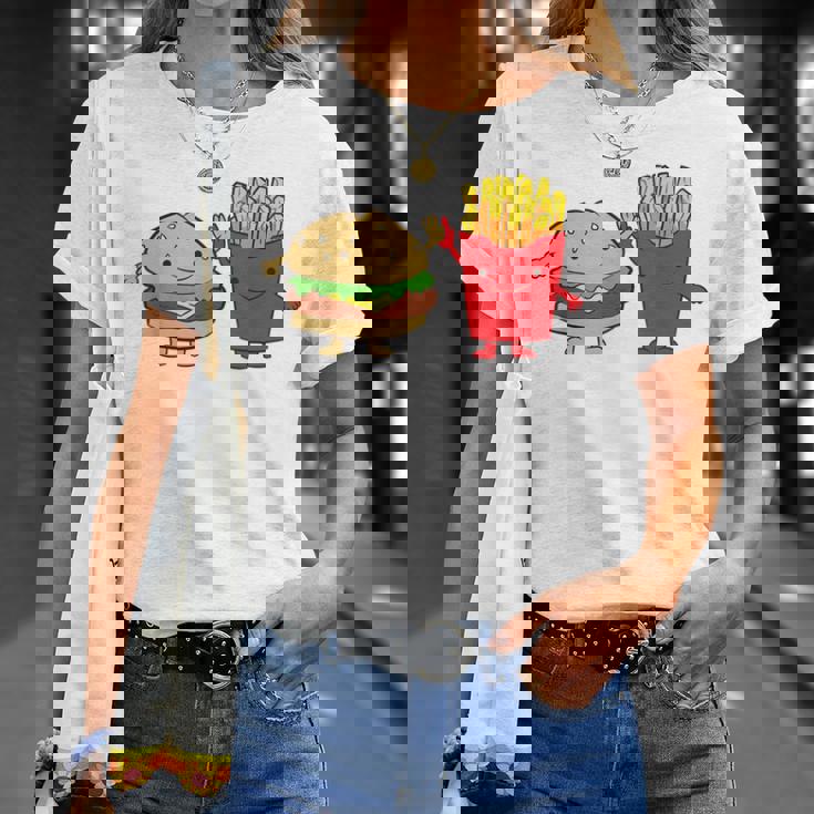 フライドポテト ハンバーガー チーズバーガー 友達 ファストフード フライドポテト Tシャツ 彼女への贈り物