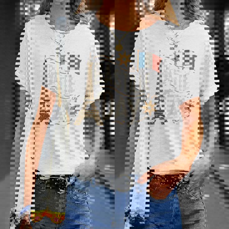 フランスの国旗 ヴィンテージ バスティーユの日 2019 パリ 1789 フランス 長袖tシャツ Tシャツ 彼女への贈り物