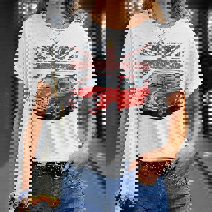 ブリティッシュクラシックカー レッドミニスポーツカー Tシャツ 彼女への贈り物