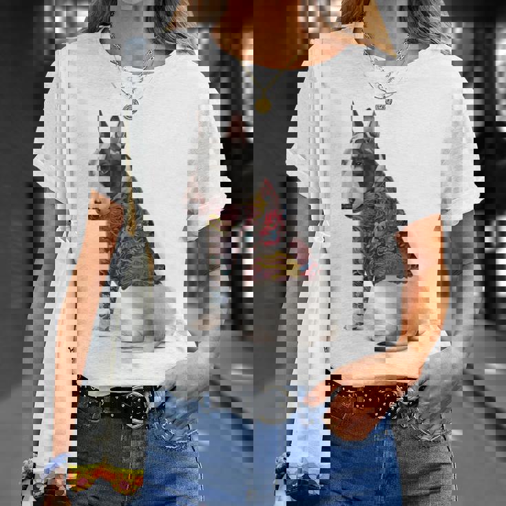 ブルテリア犬 日本龍 タトゥー入り イレズミ Tシャツ 彼女への贈り物