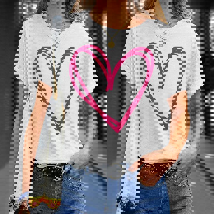 ホットピンクハート Tシャツ 彼女への贈り物