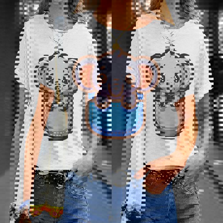 ポケットに入ったかわいい象 Tシャツ 彼女への贈り物