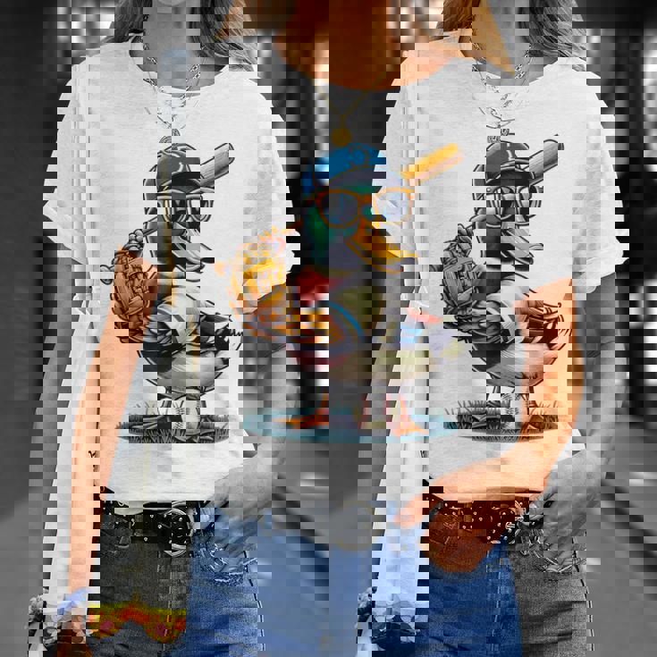 マガモのアヒル 野球愛好家 アヒル 野球 Tシャツ 彼女への贈り物