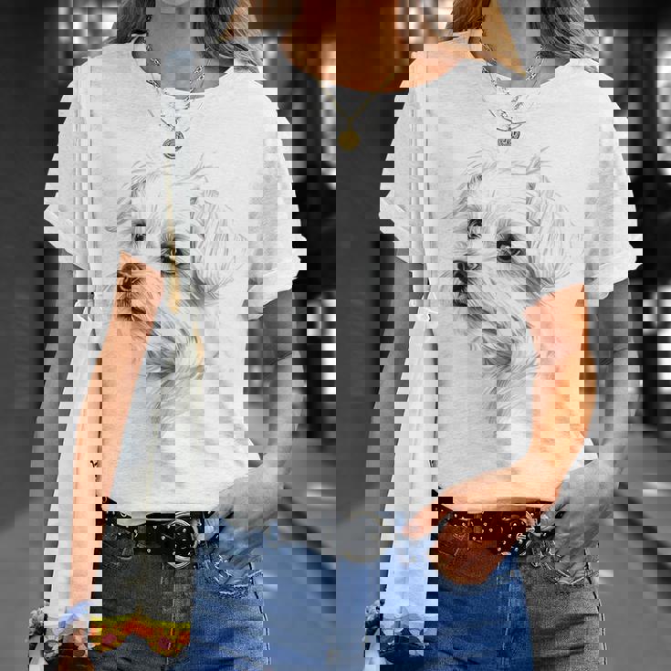 マルチーズ 犬 グラフィック ペット アートワーク マルチーズ Tシャツ 彼女への贈り物