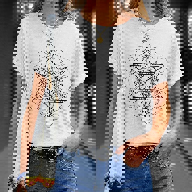 メタトロンキューブ マカバ（スターテトラヒドロン）神聖幾何学 Tシャツ 彼女への贈り物