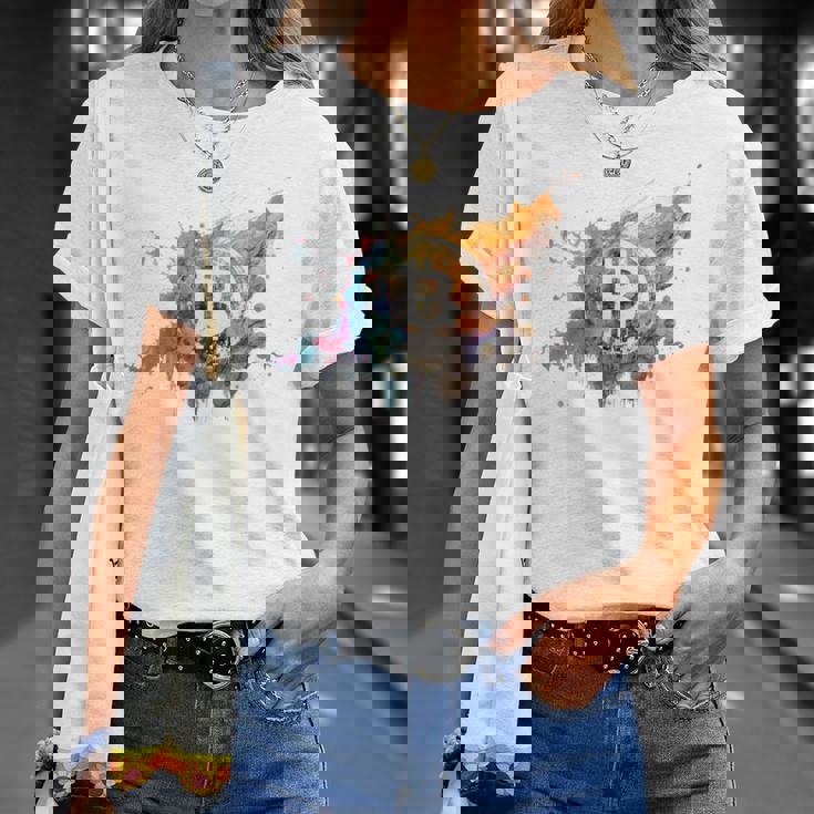 モダンビットコインアート Hodl Btc Btcアート カラフルなビットコイン Tシャツ 彼女への贈り物