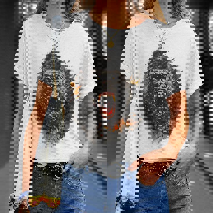 モンキー ゴリラ シルバーバック アニマル スプラッシュ グラフィティ アート Tシャツ 彼女への贈り物