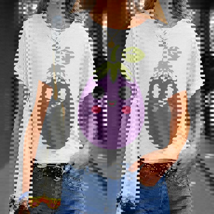 ユーモアフードナスのシンプルなナス 長袖tシャツ Tシャツ 彼女への贈り物