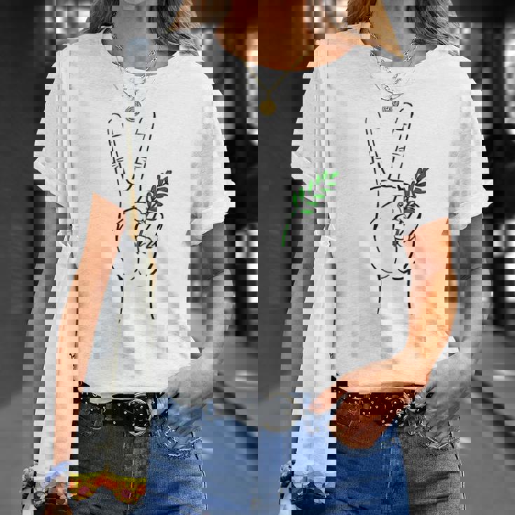 ヨルダン川西岸中東平和鳩オリーブの枝無料パレスチナ Tシャツ 彼女への贈り物